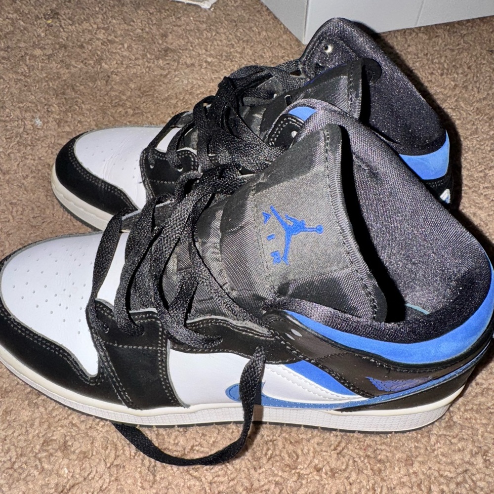 Jordan Black and Blue High-Top Sneakers - Picture 2 of 3